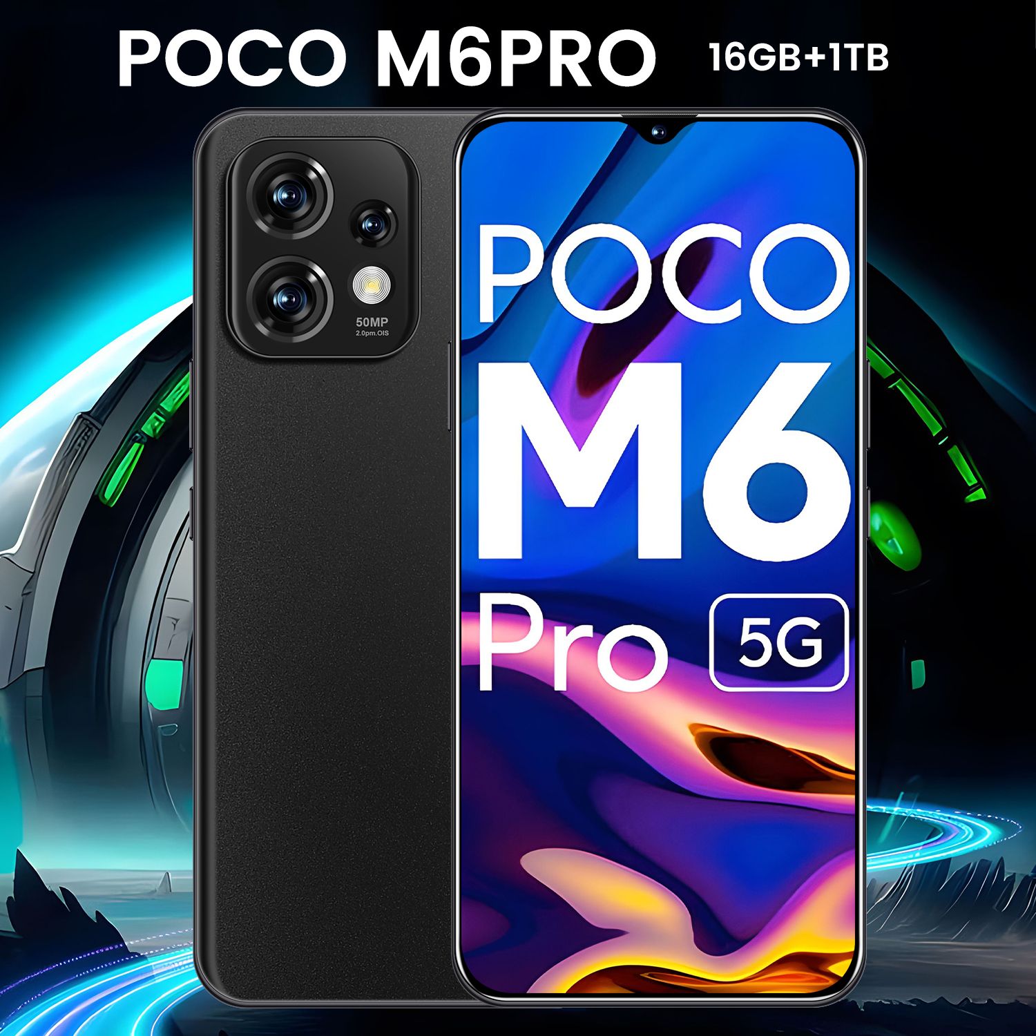 Смартфон POCO M6 Pro-O81-qaz 16/1 ТБ, черный