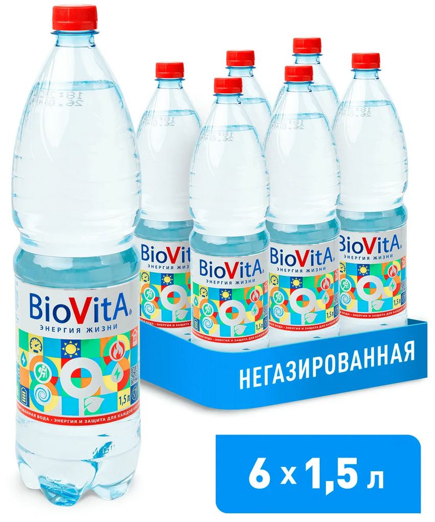 Вода минеральная БИОВИТА негазированная Пэт (1,5л*6шт)