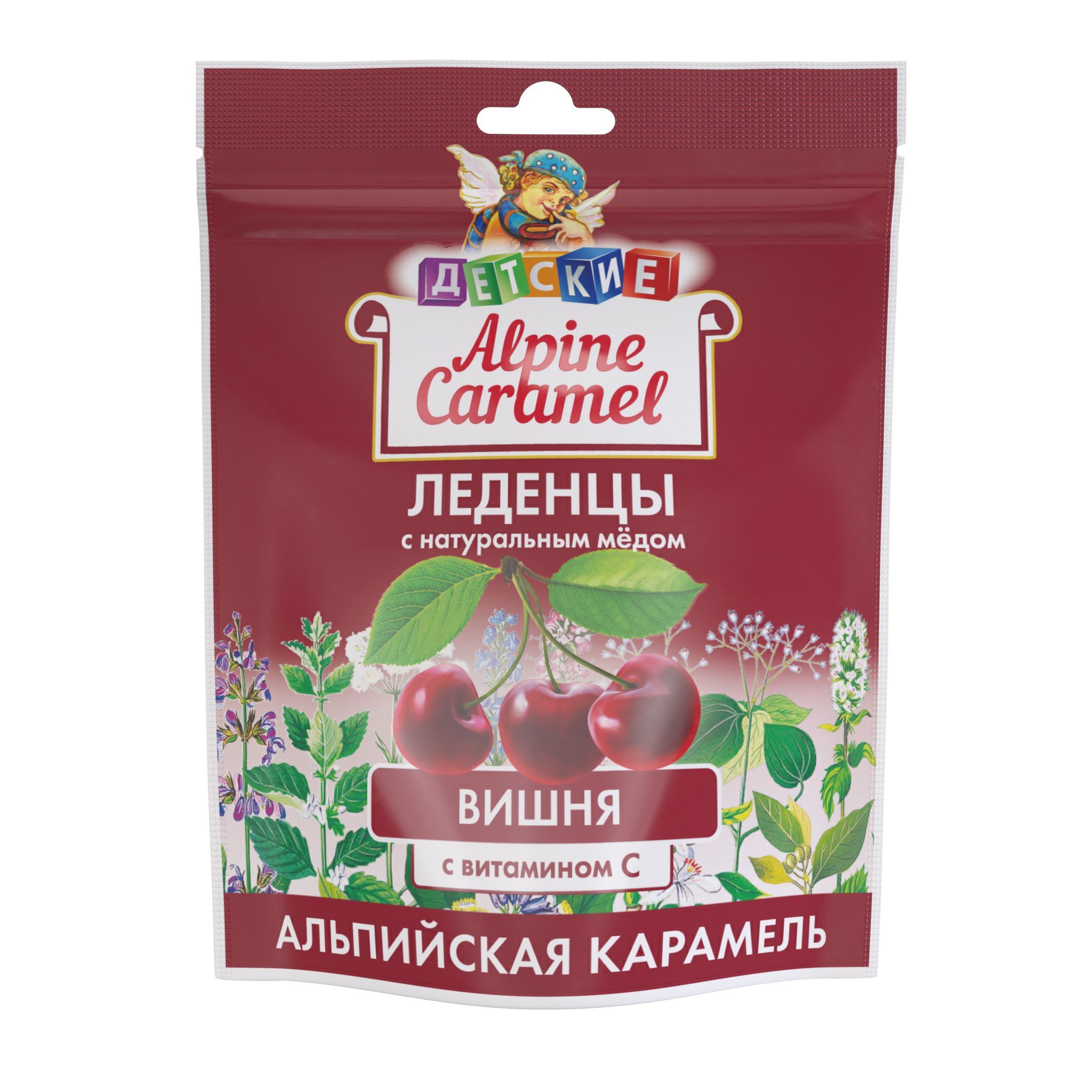 Alpine Caramel Альпийская Карамель Леденцы детские с медом и витамином С  Вишня 75 г - купить с доставкой по выгодным ценам в интернет-магазине OZON  (1172978531)