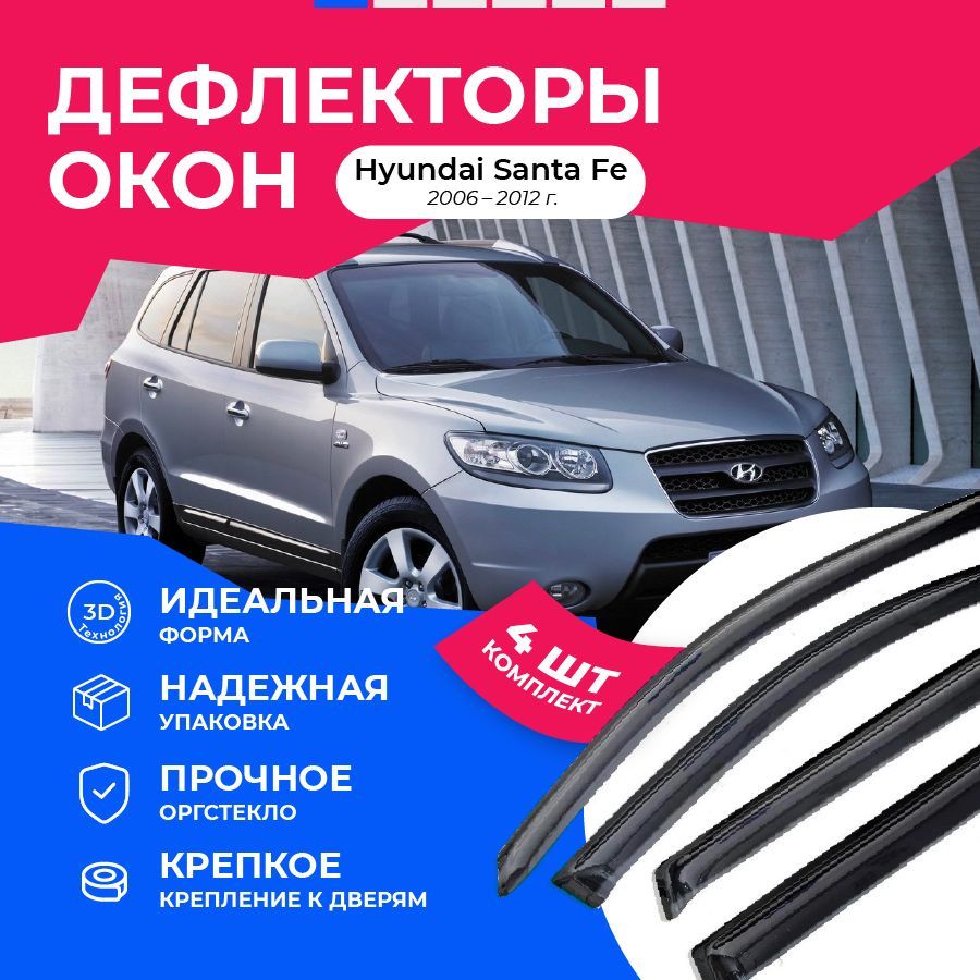 Дефлектор для окон Car Market f1003320-11 Santa Fe купить по выгодной цене  в интернет-магазине OZON (305961015)