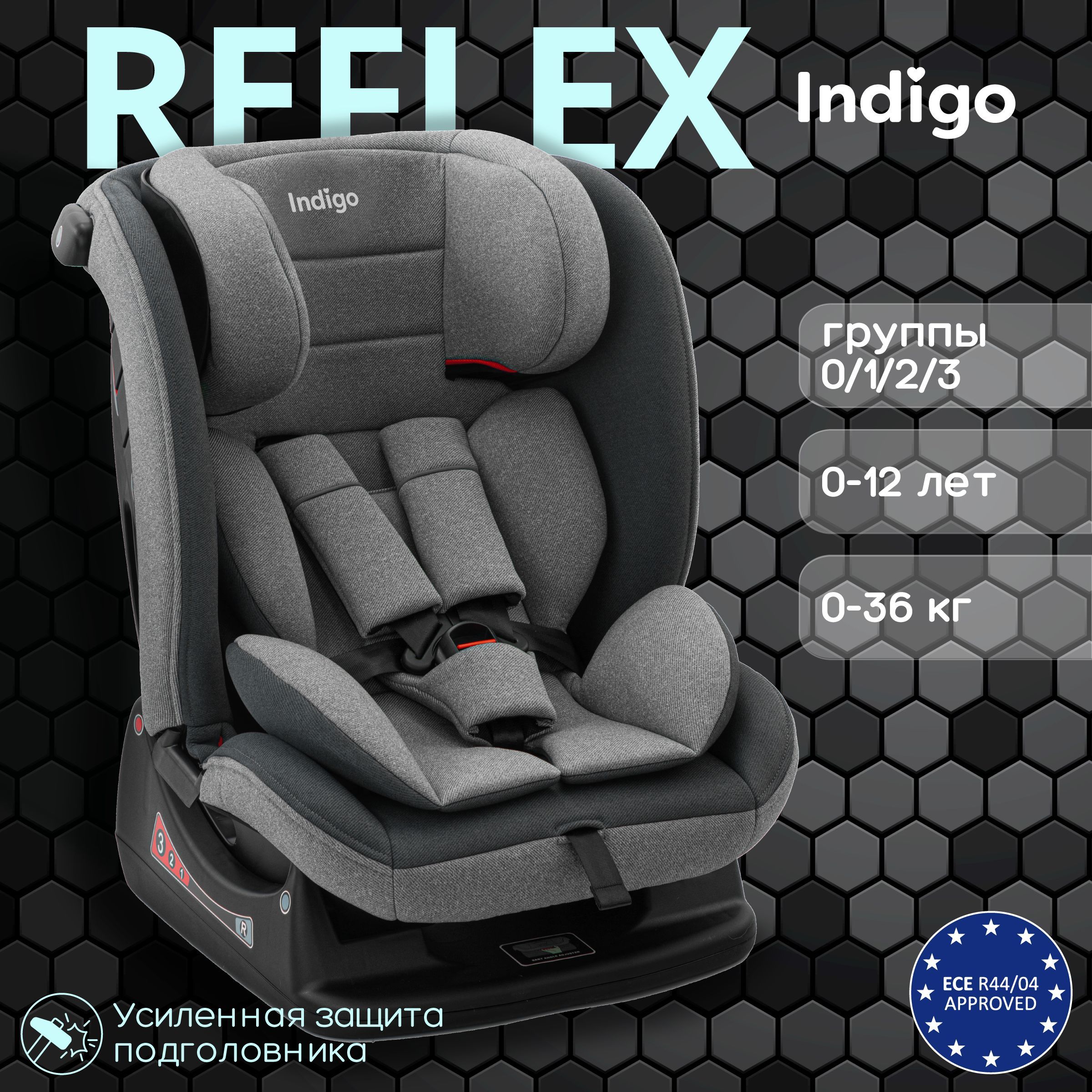 Автокресло детское Indigo REFLEX AY913 растущее 0-36 кг, группа 0,1,2,3,  светло-серый, серый - купить с доставкой по выгодным ценам в  интернет-магазине OZON (1218701811)