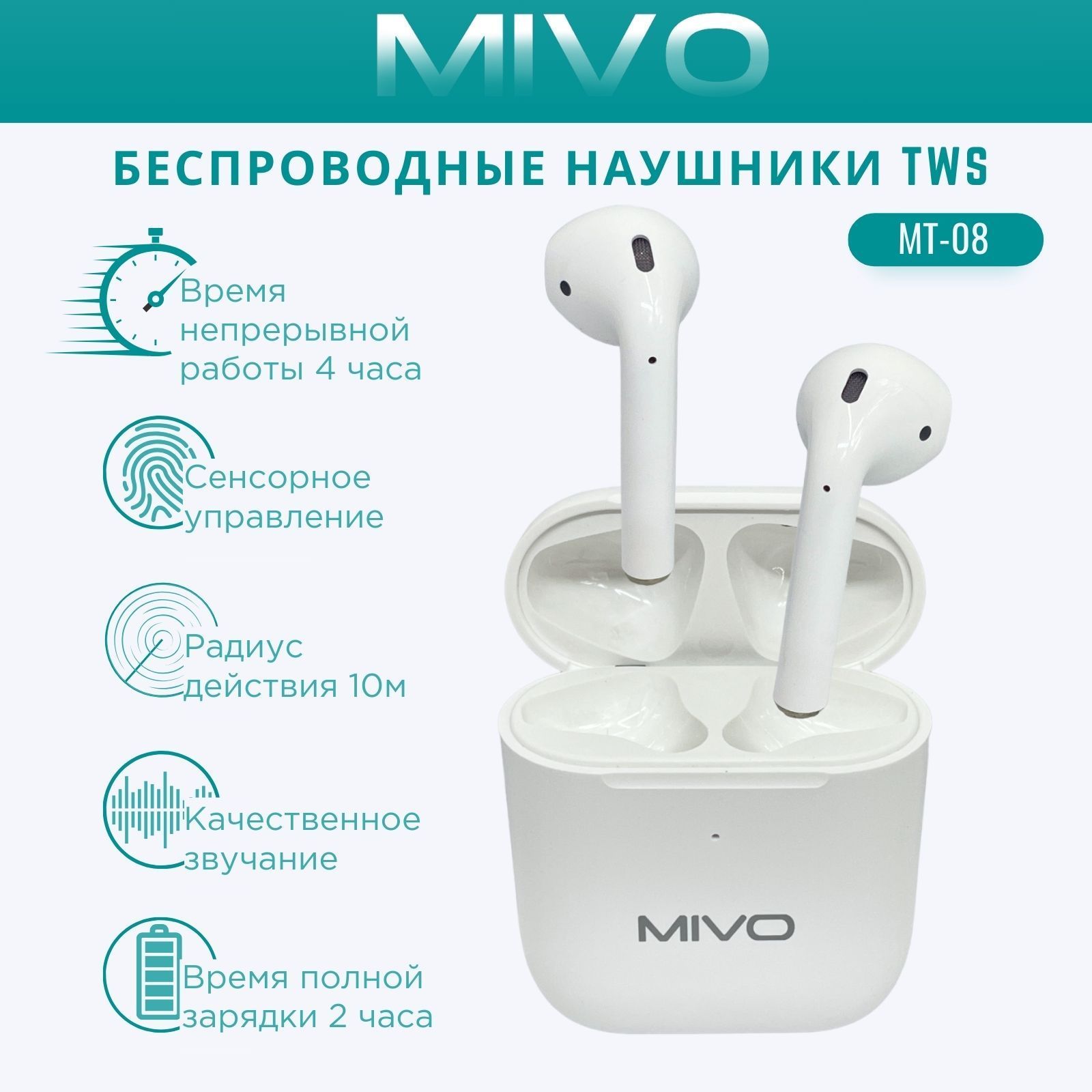 Наушники Вкладыши MIVO MT-08 - купить по доступным ценам в  интернет-магазине OZON (570023712)