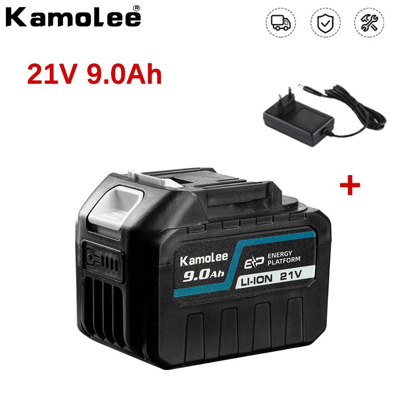 Kamoleeдолговечнаялитиеваябатареядляэлектроинструментабольшойемкости21V9.0Ah(1*аккумулятор+1*зарядноеустройство)