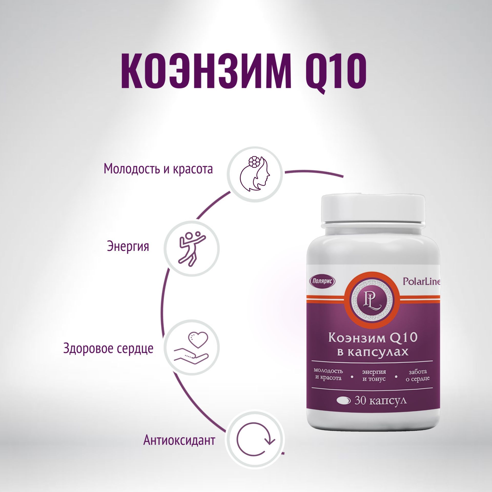 КоэнзимQ10PolarLine/витаминыдляэнергииибодрости,длякожи,длясердца/30капсулвбанке