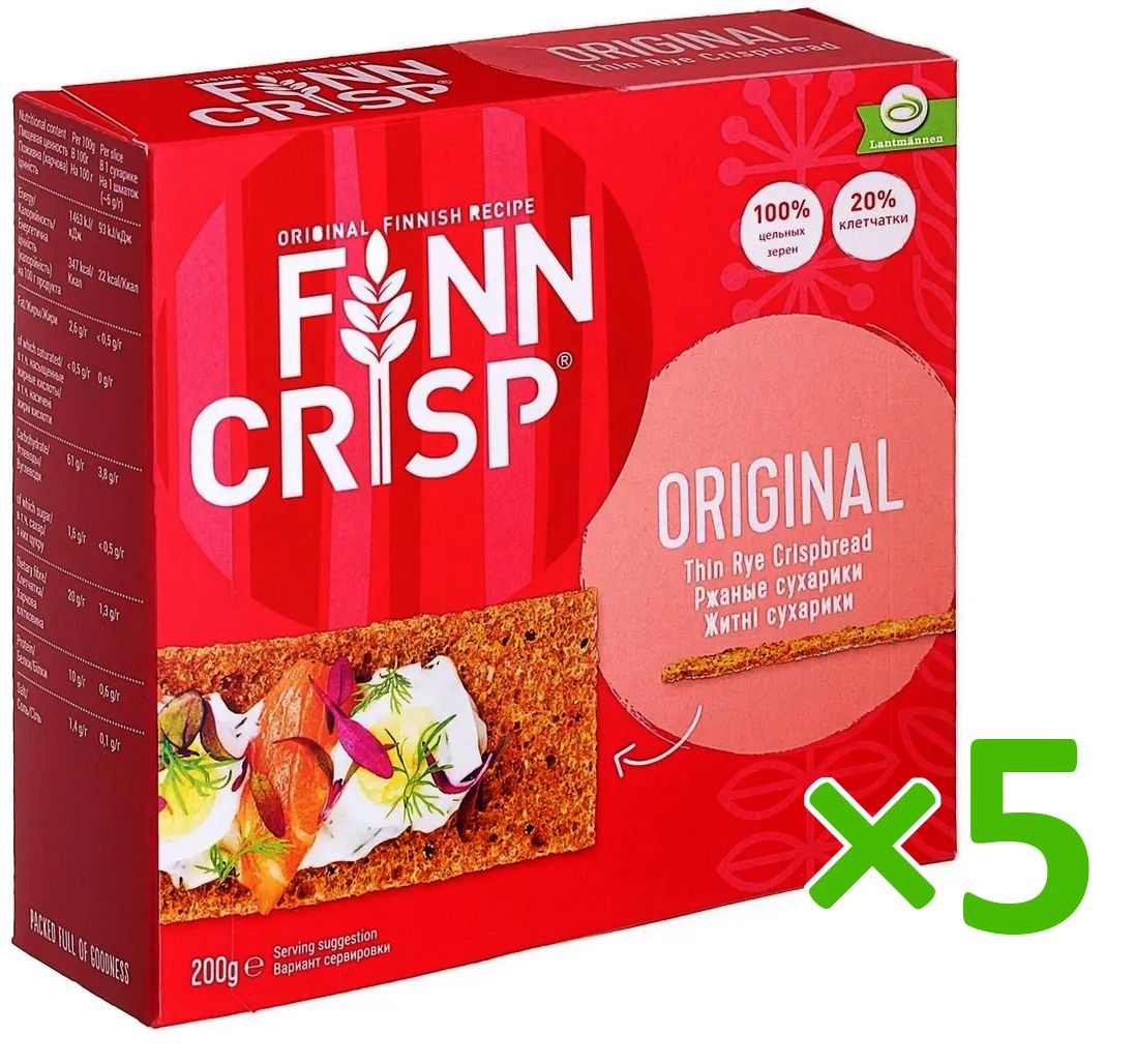 Хлебцы FINN CRISP Original 5 пачек по 200 г из Финляндии