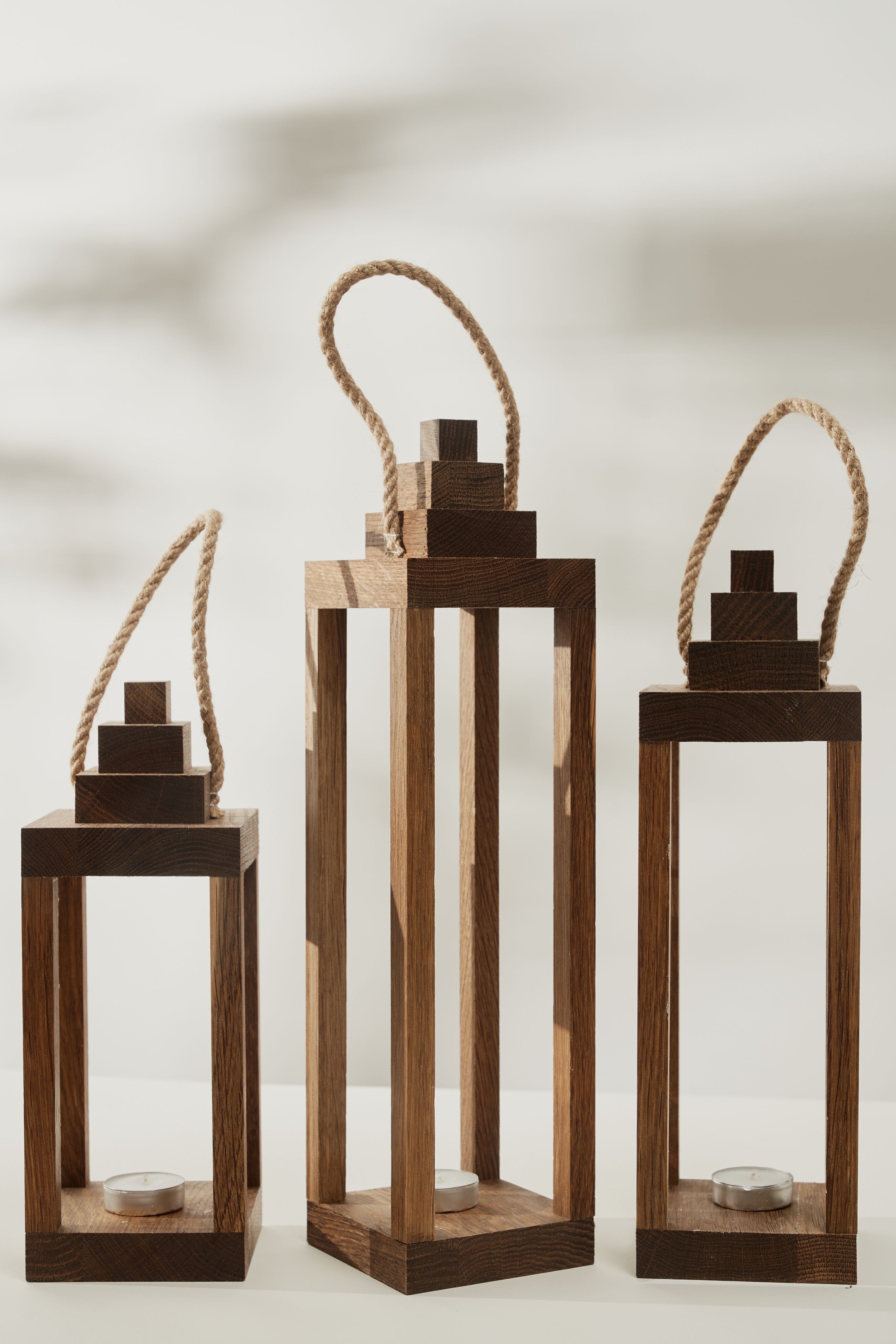 Набор деревянных подсвечников из дуба 3шт. Homeli для свечи-столбик и чайной свечи / Эко подарок