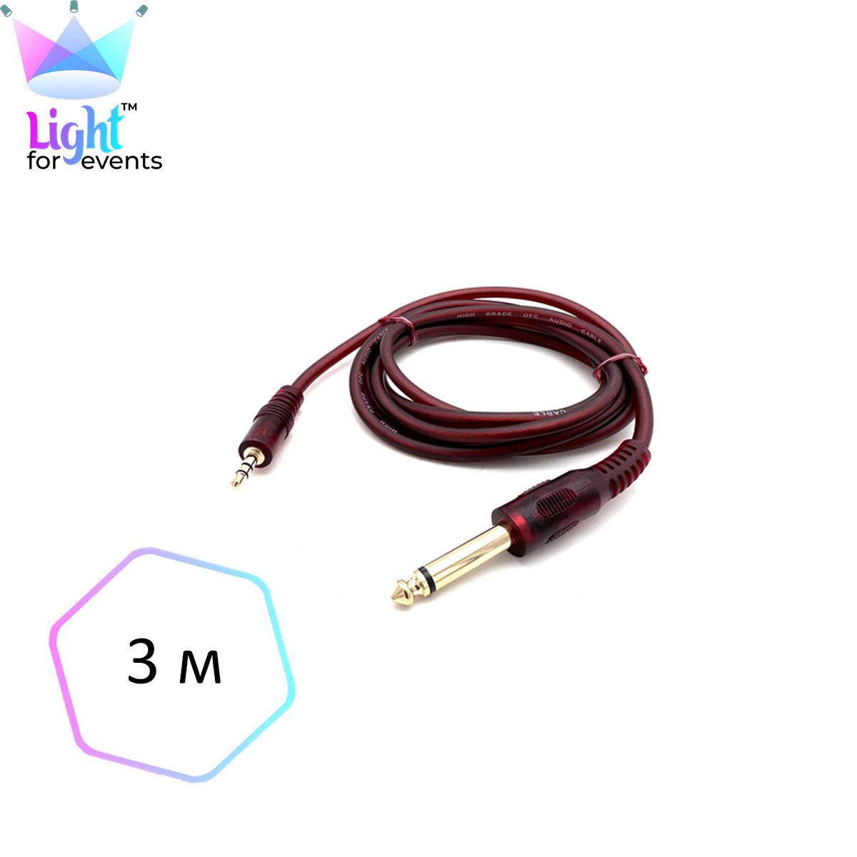 Аудио кабель miniJack 3.5 - Jack 6.3 моно, 3м