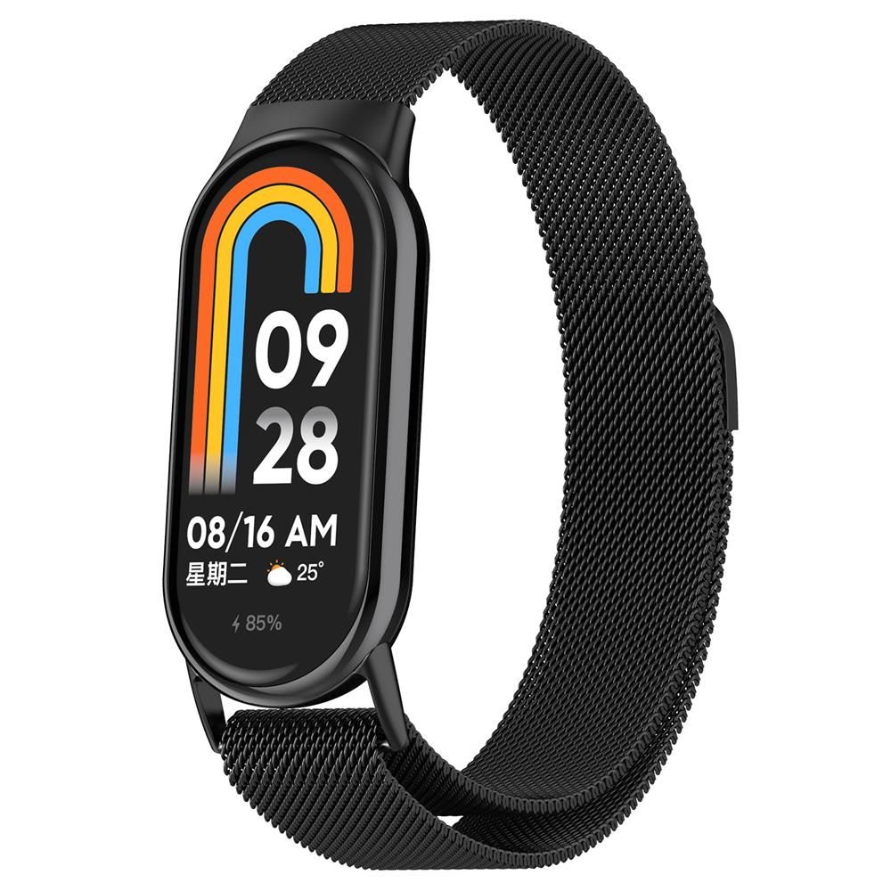 Браслет смарт бэнд 8. Xiaomi Smart Band 8. Часы mi Band 8. Сяоми ми бенд8 про ремешок Миланская петля. Смарт Бенд 8 с железным ремешком.