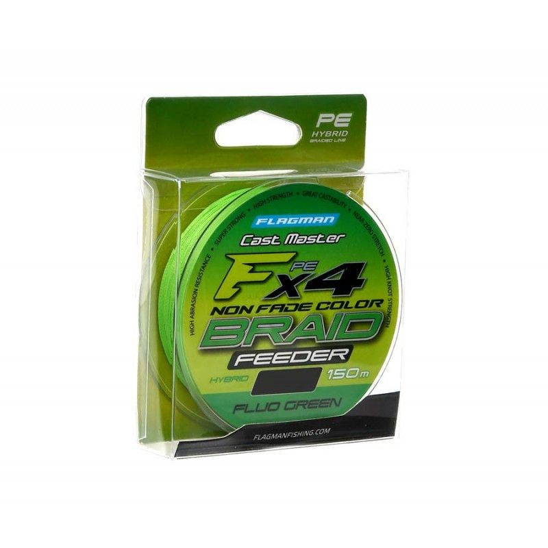 FLAGMAN Шнур Cast Master Feeder Braid F4 150м Fluo Green 0,14мм 8,7кг 19lb