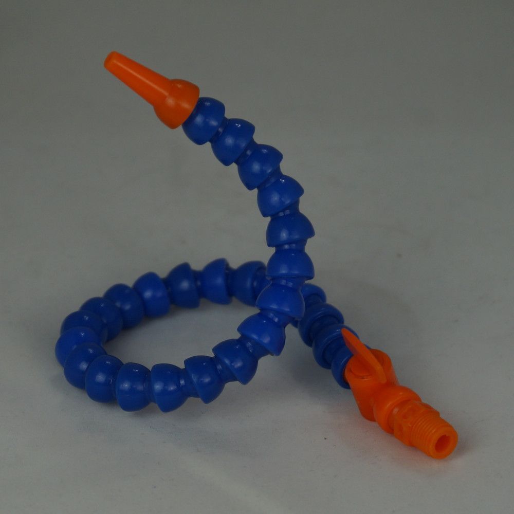 Трубка подачи СОЖ 1/4" длина 400 мм, гибкая, шарнирная, для станков, вход резьба с краном, выход круглый наконечник