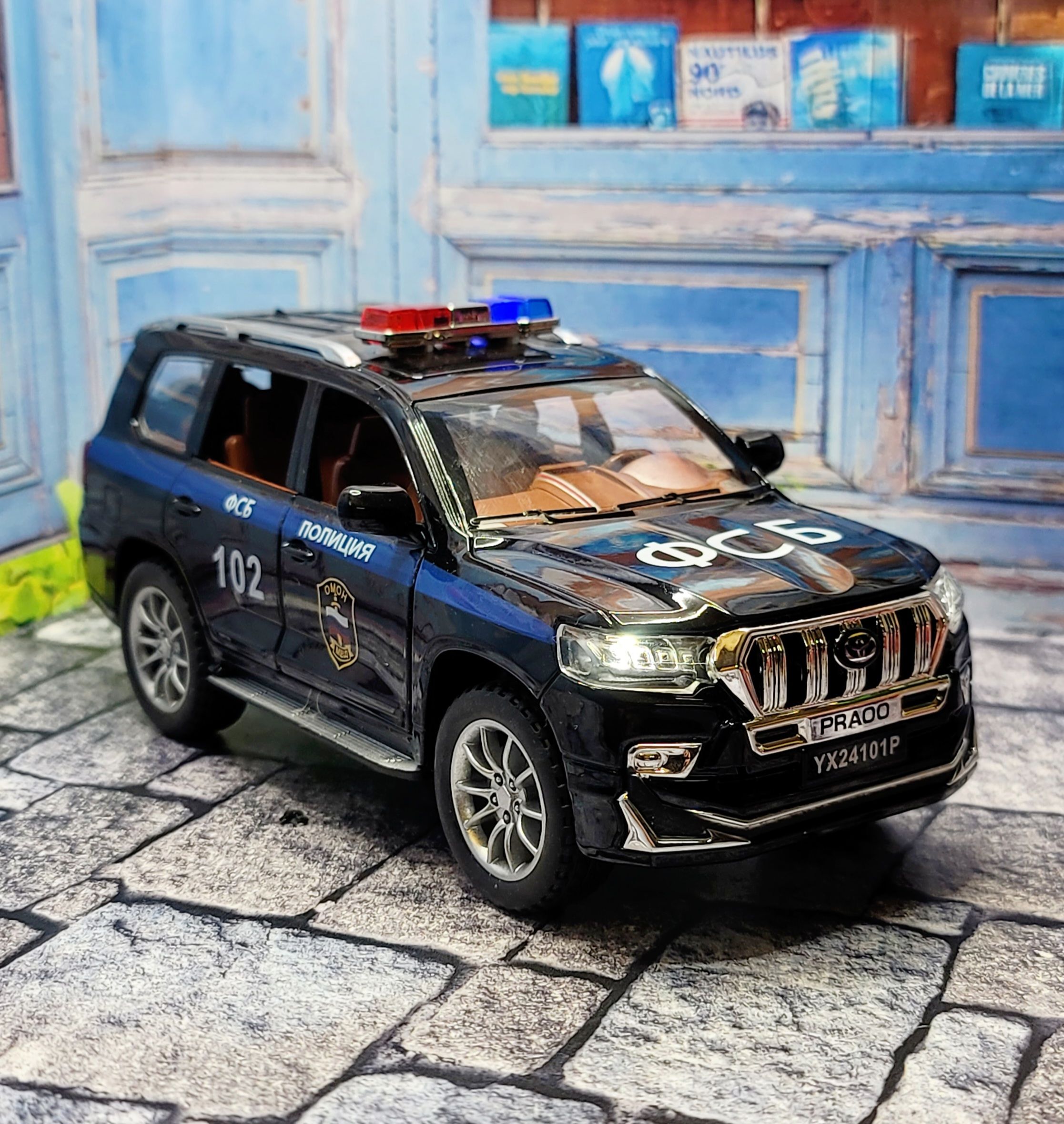 Toyota Land Cruiser Prado Тойота Ленд Крузер Прадо Полицейская ФСБ 21 см  (1:24) машинка металлическая инерционная с открывающимися дверьми, капотом  и багажником, со световыми и звуковыми эффектами - купить с доставкой по ...