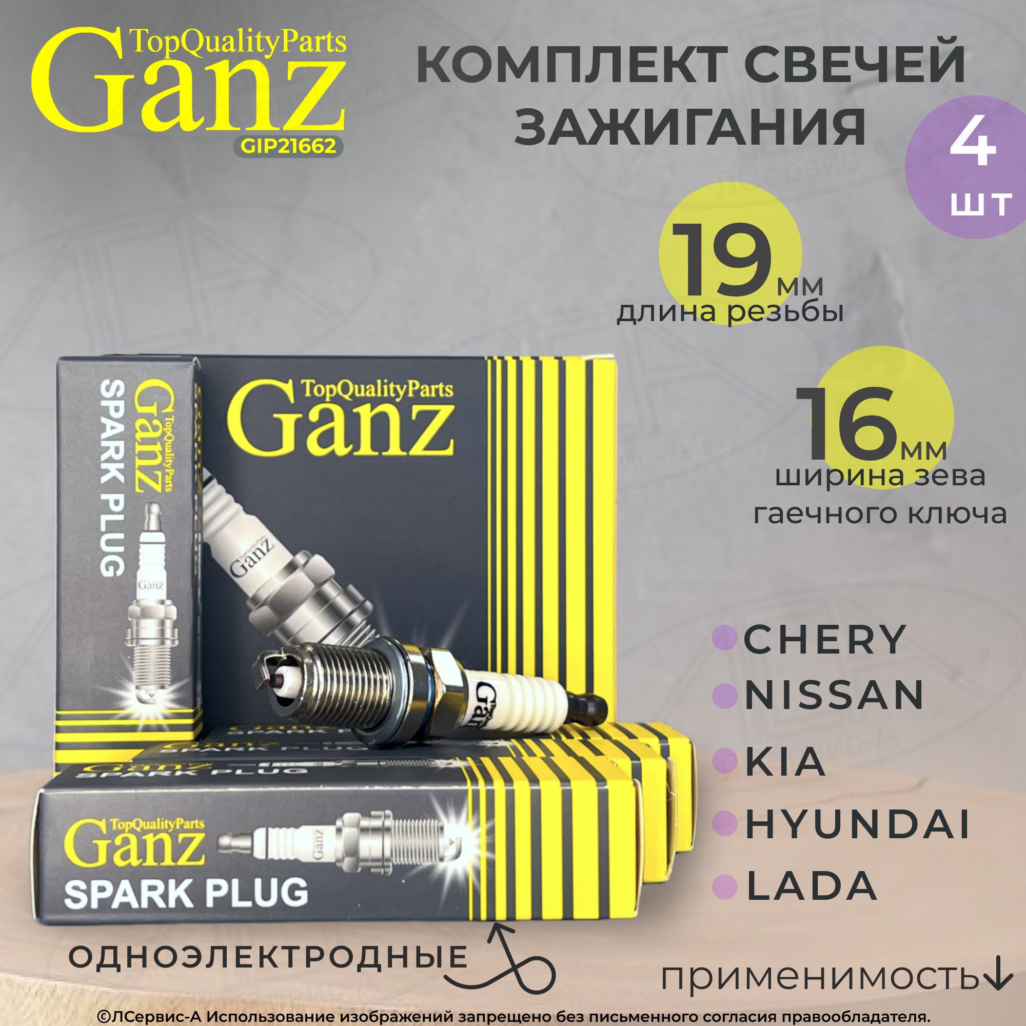 Комплект свечей зажигания GANZ GIP21662-LSA - купить по выгодным ценам в  интернет-магазине OZON (671755948)