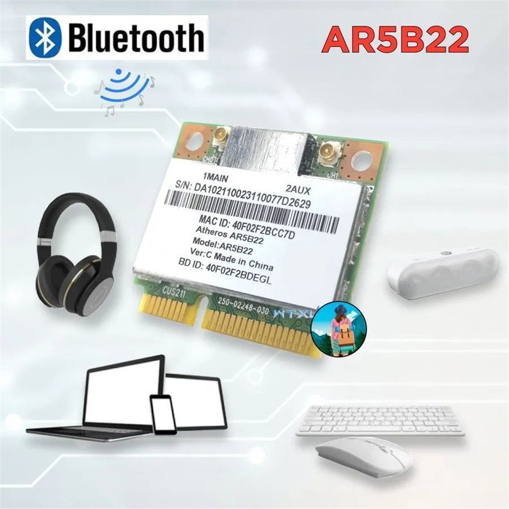 АдаптерAR5B222,4/5ГГцдвухдиапазоннаяWi-Fiкарта802.11AcBluetooth4,0