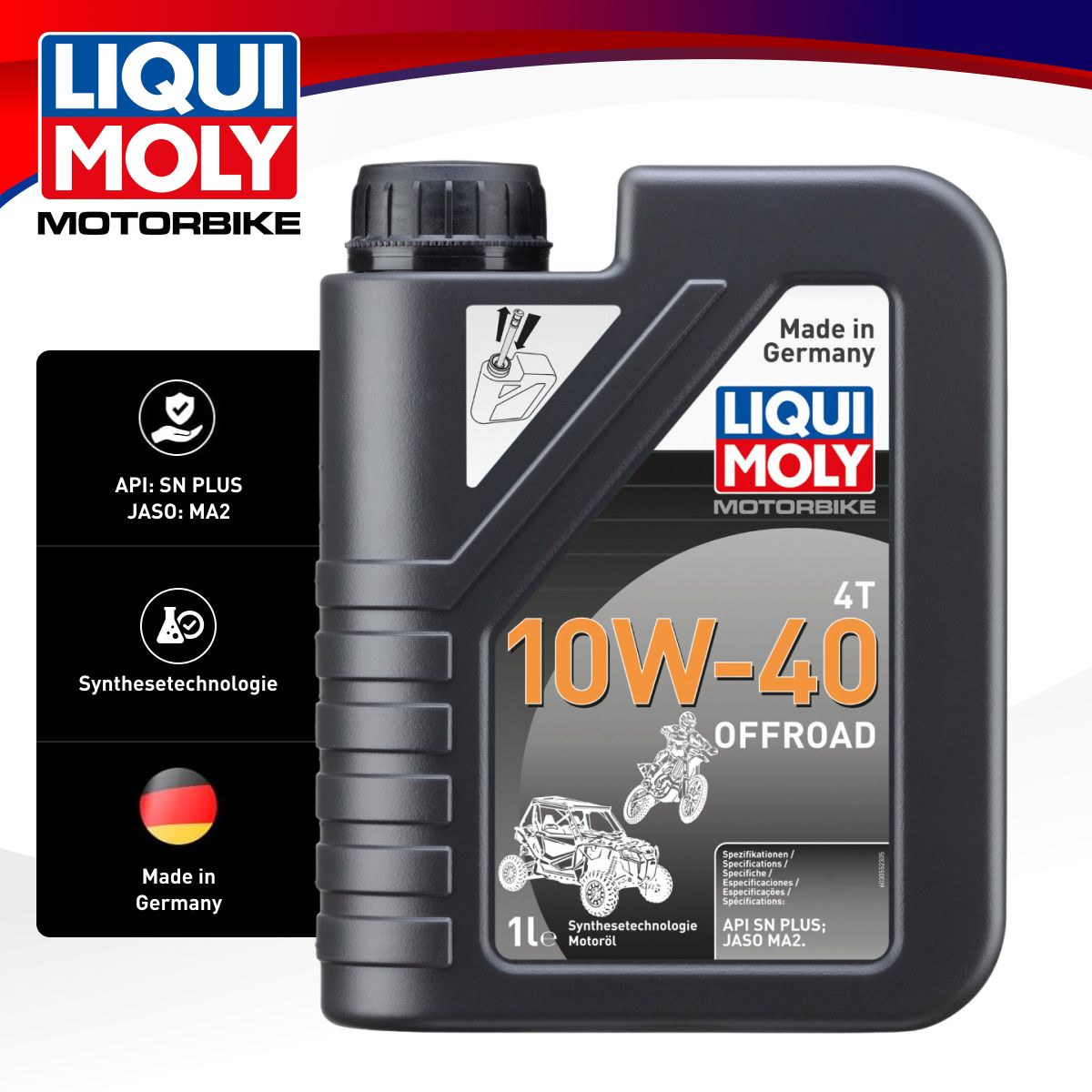 Liqui Moly MOTORBIKE 4T OFFROAD 10W-40 Масло моторное, Синтетическое, 1 л