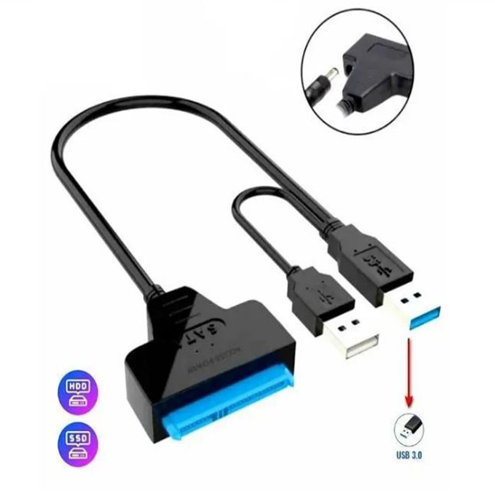 Кабель для подключения периферийных устройств SATA 12-pin/USB 3.0 Type-A, черный