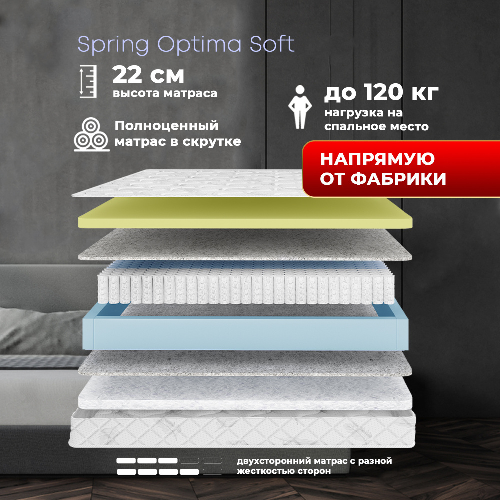 Dreamtec Матрас Spring Optima Soft, Независимые пружины, 140х195 см #1