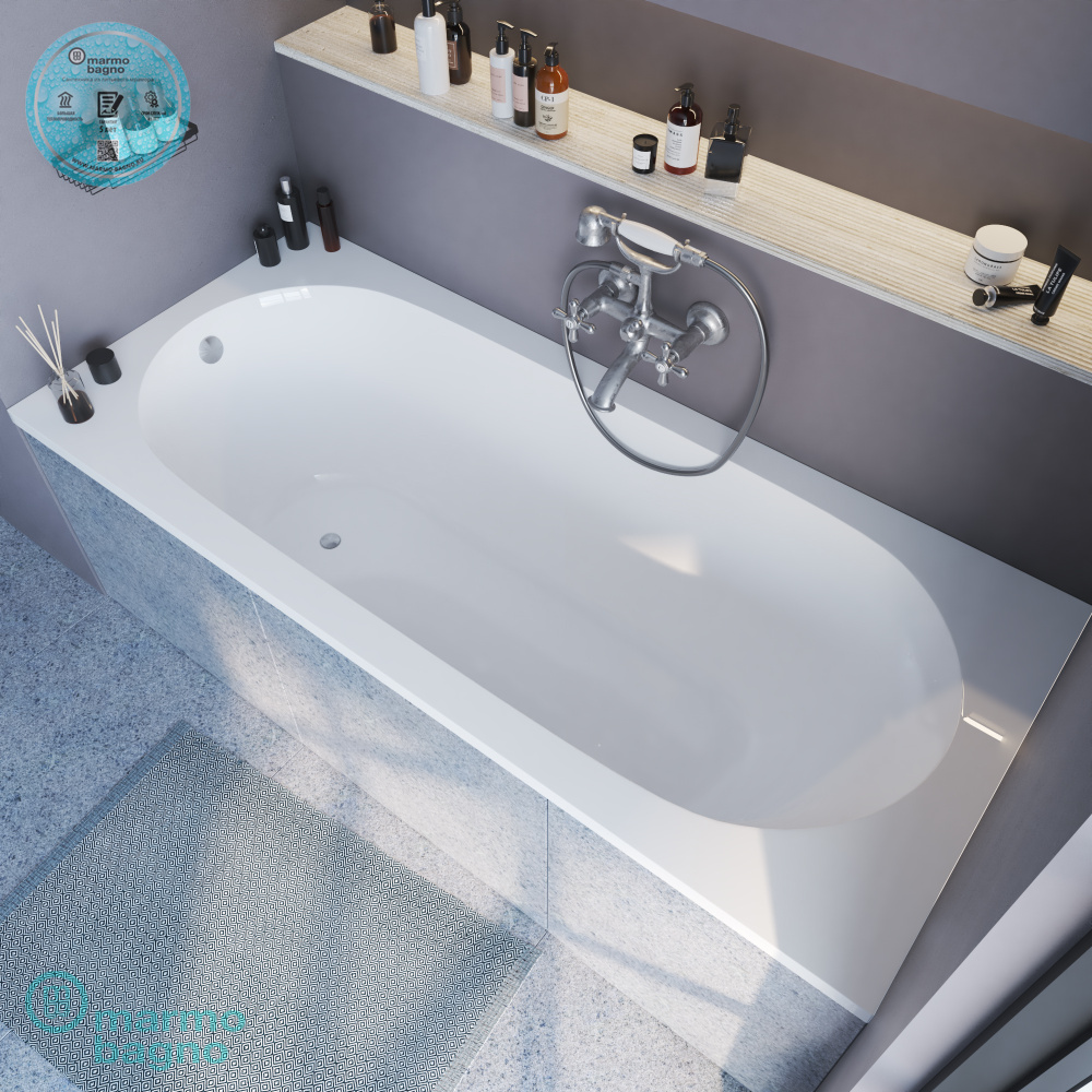 Ванна из искусственного камня Marmo Bagno Лучия 180х80 - купить по ...