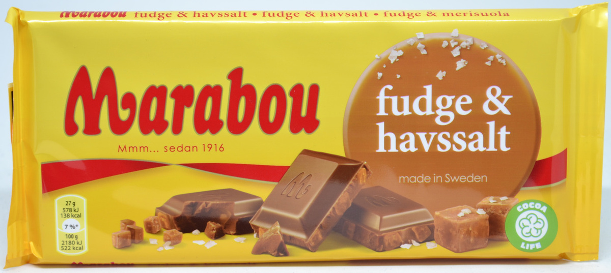 Шоколад молочный Marabou Fudge & havssalt c помадкой и морской солью ...