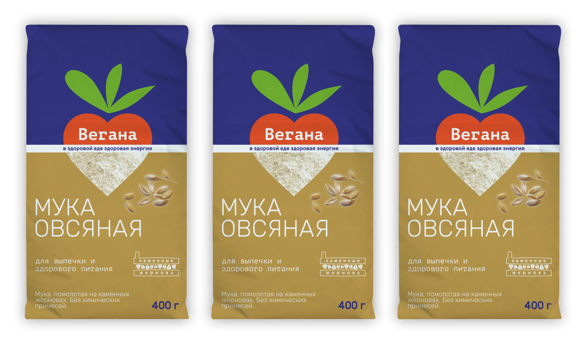 Мука овсяная каменного жернового помола Вегана 400г х 3 шт — купить в ...