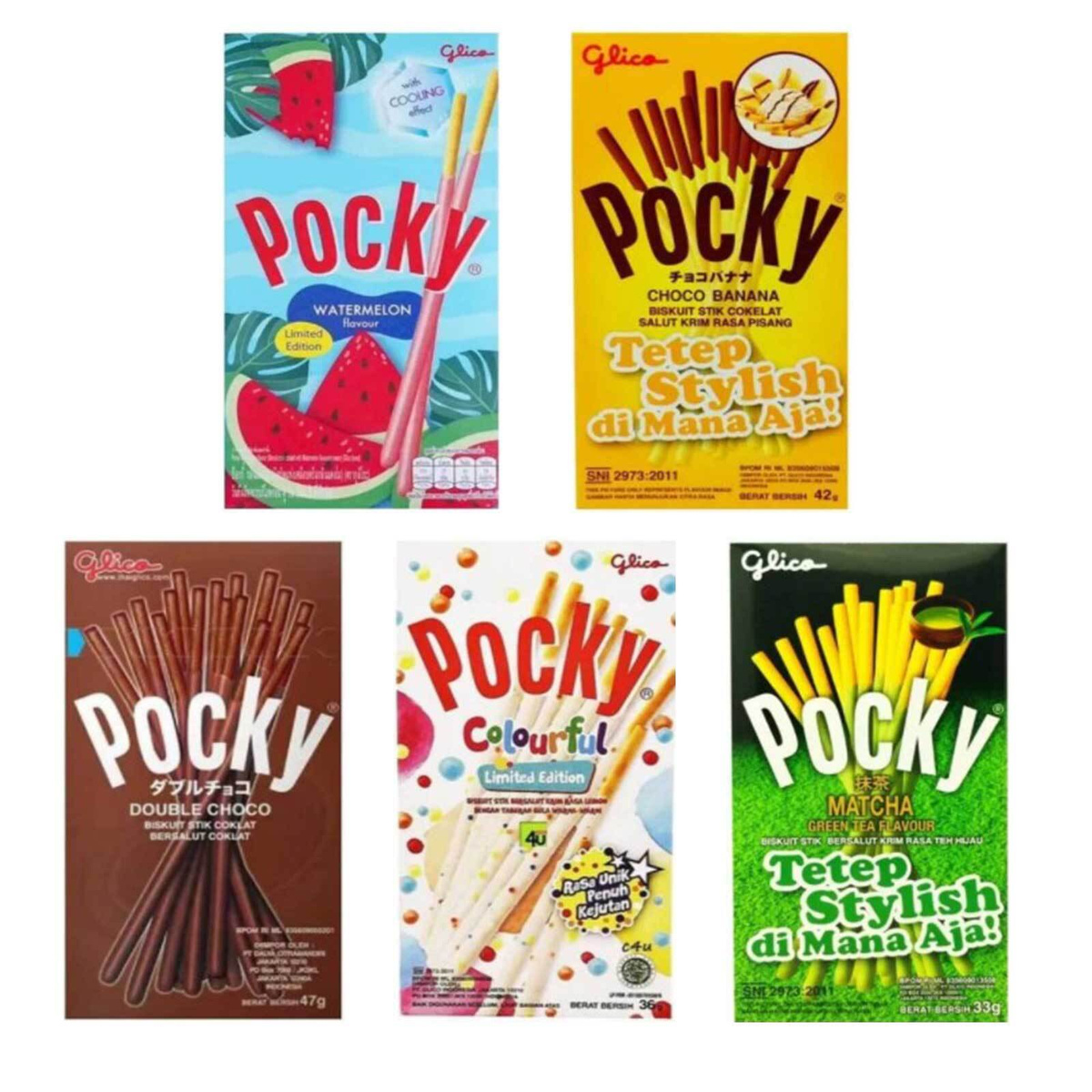 Японские палочки Pocky поки ассорти - Colourful, Шоколад-Банан, Зеленый ...