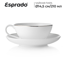 Чайная пара Esprado Alpino, фарфор, 210 мл, диаметр блюдца: 14,5 см, на 1 персону. Столовая посуда