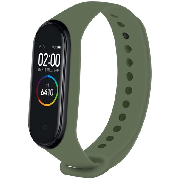 Ремешок для фитнес-браслета Xiaomi Mi Band 3/4, хаки. Силиконовый ...