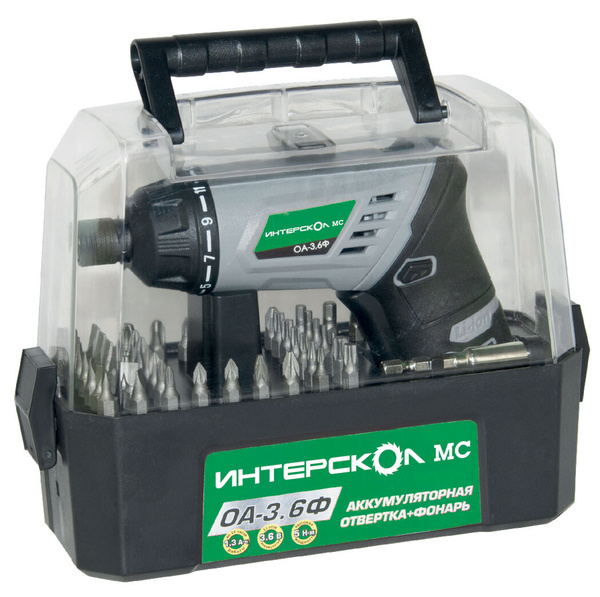 Аккумуляторная отвертка Интерскол ОА-3,6Ф МС 49 насадок в кейсе купить ...