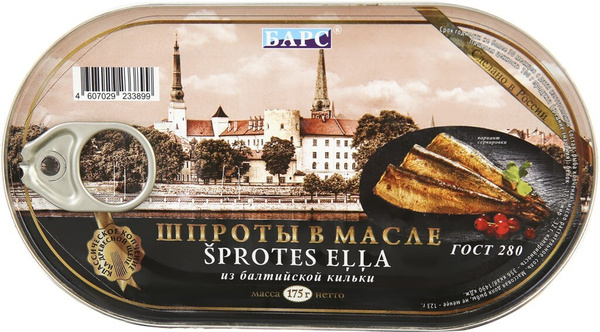 Шпроты БАРС в масле, из балтийской кильки, 175 г - 5 шт. - купить с ...