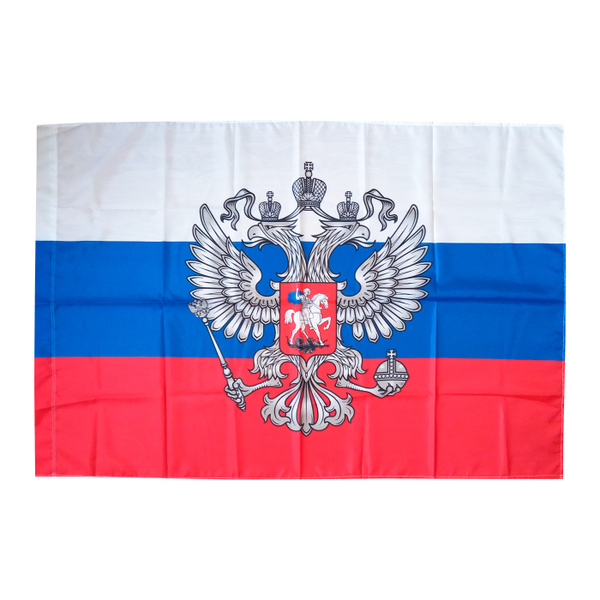 Флаг России с гербом на пластиковом древке, 85х55 см. - купить по низкой цене в 