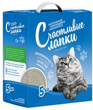 Наполнитель Силикагелевый Счастливые лапки Комкующийся Без отдушки ...