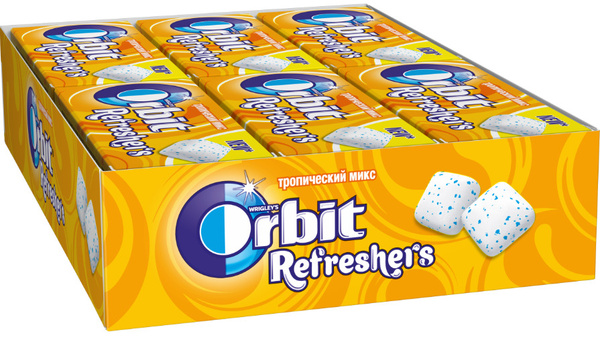Жевательная резинка Orbit Refreshers тропический микс, 16г x 12 шт - 1 ...