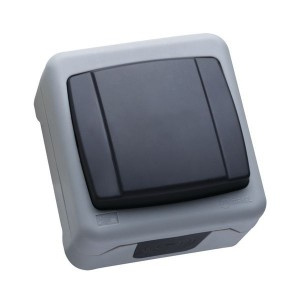 Розетка Makel выкл. ОУ 1 кл. сер. (винт. зажим, п/герм. IP55) 36064001 ...
