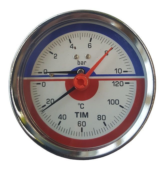 Термоманометр TIM аксиальный 1/2" 10 бар 80 мм 120С Y-80T-10 - купить ...