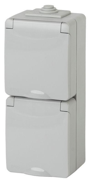 Розетка 2-м ОП Эра Эксперт 11-2607-03 16А IP65 вертикал. 250В 2х2P+E ...