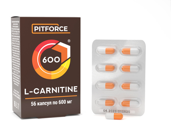 Карнитин тартрат L-Carnitine 800 мг 56 капсул в блистерах по 4 порции ...
