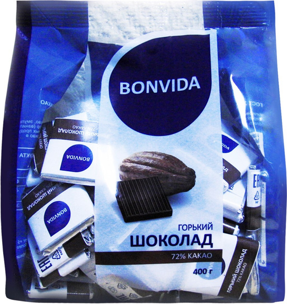 Шоколад Bonvida порционный горький, 72% какао, 400г - купить с ...