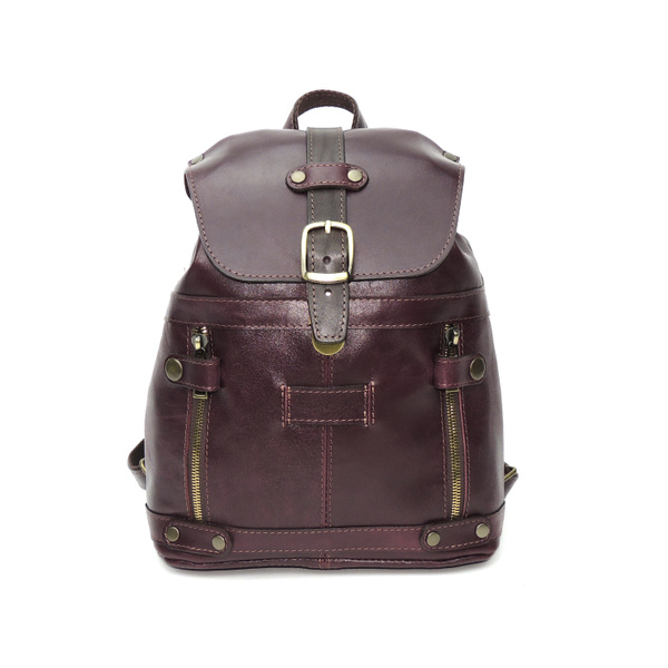 Рюкзак женский маленький кожаный Kalinovskaya Р13м, бордовая ...