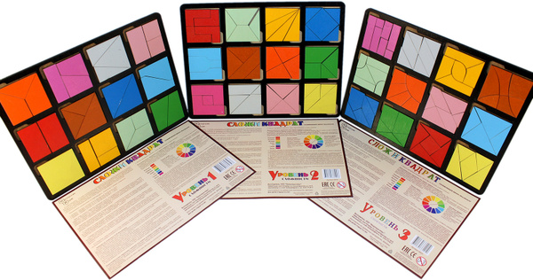 Умный комплект. Обучающая логическая игра . "Сложи квадрат 1, 2, 3 ...