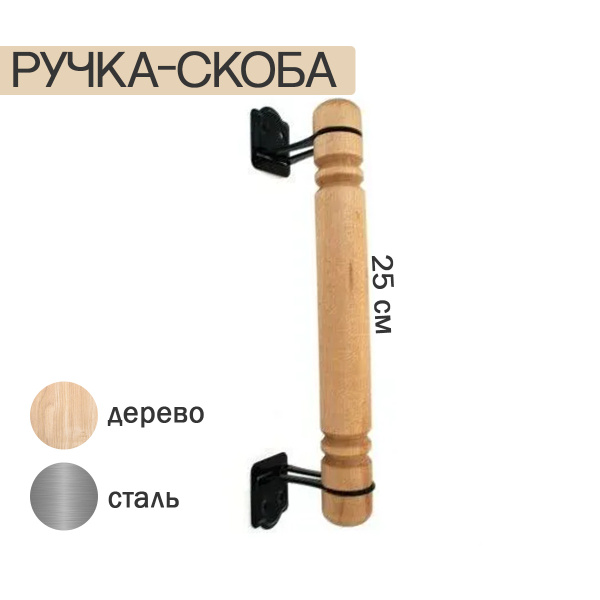 Ручка скоба РС-250 деревянная круглая 2шт - купить по низкой цене в ...
