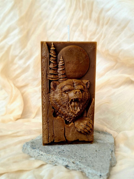 Форма силиконовая для свечей, мыла, гипса "Медведь 2D" размер свечи ...