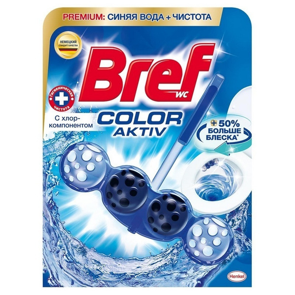 Туалетный блок Bref гигиенический, Бреф Блю, Колор Актив Премиум, с ...