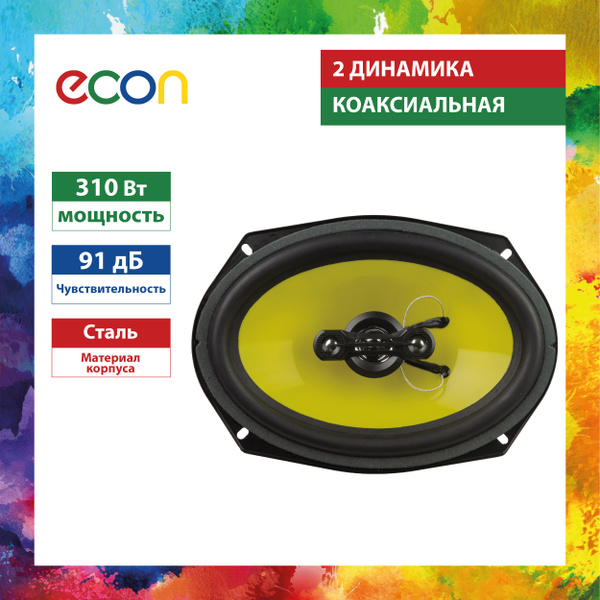 Колонки для авто ECON 4-х полосные, коаксиальные, 6х9 дюйма - купить по ...
