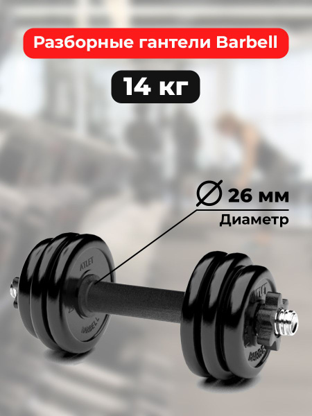 Гантели Barbell Gantel26_Barbell, 1 шт. по 14 кг, черный купить c ...