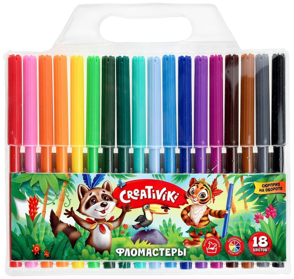 Creativiki Фломастеры классические, 18 цветов, круглый корпус ...