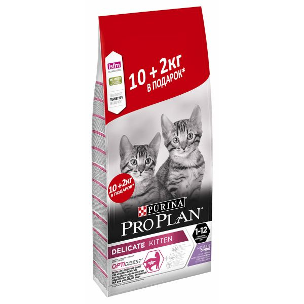 Корм сухой Pro Plan Delicate Kitten для котят 10 кг + 2 кг (12 кг ...