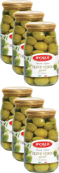 Оливки зеленые Iposea гигантские с косточкой, комплект: 6 упаковок по ...