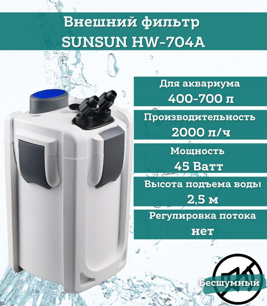 Фильтр для аквариума внешний HW-704A "SUNSUN", 45W (2000л/ч,акв. до ...