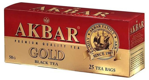 Чай черный AKBAR Gold байховый мелкий в пакетиках, 25 пакетиков ...
