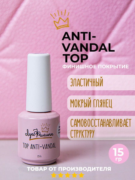Глянцевый топ для ногтей без липкого слоя, антивандальный, Top Anti ...
