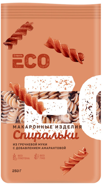 Макароны безглютеновые ЛЕНТА ECO Спиральки, из гречневой муки, 250г ...